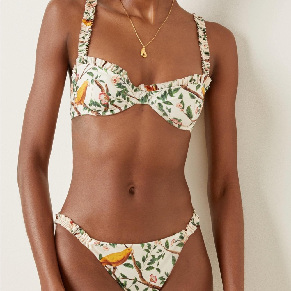 Agua Bendita Agraz Canarios Ruffled Bikini Top - NWT